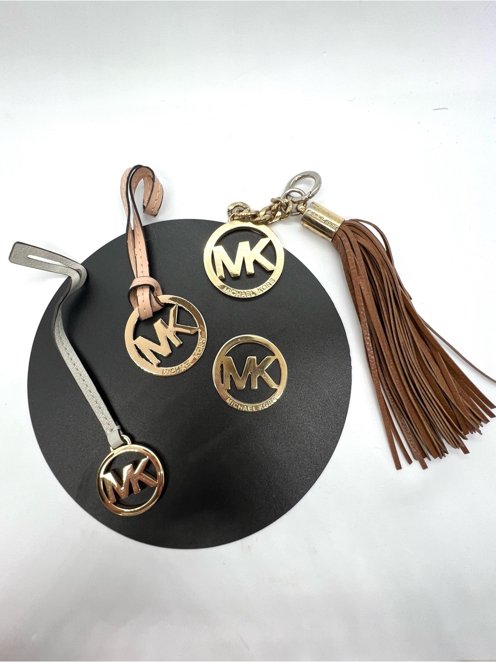 Michael Kors MK Gold Logo Bag Charm Tassel Hangtag Hardware Lot 4pc